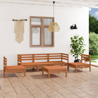 Set Divani da Giardino 6 pz Miele in Legno Massello di Pino cod mxl 36459