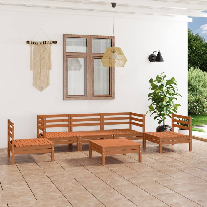 Set Divani da Giardino 6 pz Miele in Legno Massello di Pino cod mxl 36459