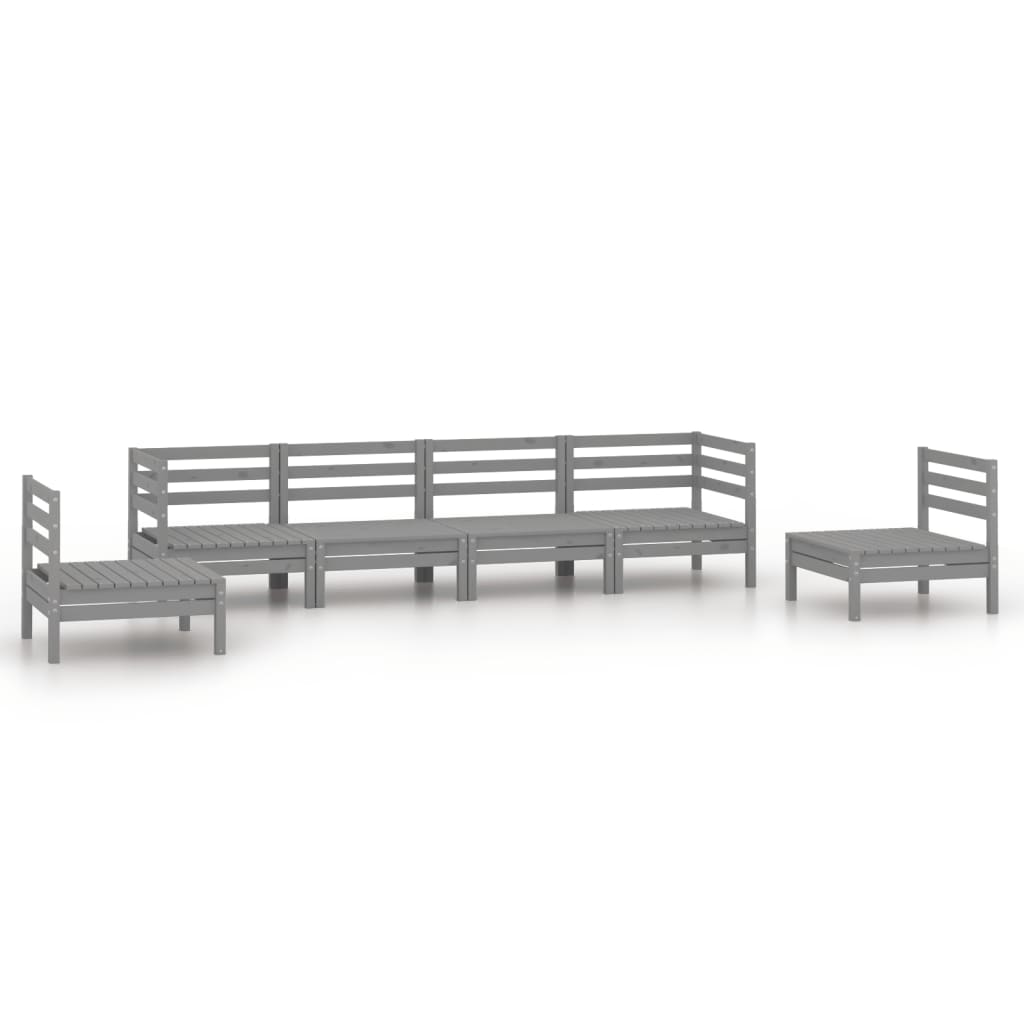 Set Divani da Giardino 9 pz Grigio in Legno Massello di Pino cod mxl 36464