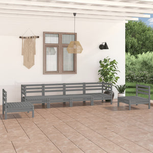 Set Divani da Giardino 9 pz Grigio in Legno Massello di Pino cod mxl 36464