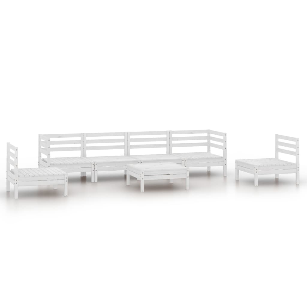 Set Divani da Giardino 7 pz Bianco in Legno Massello di Pino cod mxl 36461