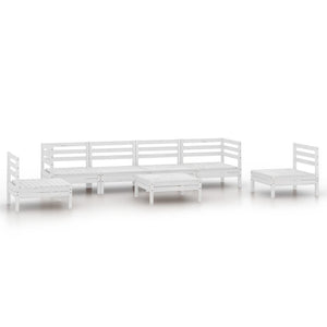 Set Divani da Giardino 7 pz Bianco in Legno Massello di Pino cod mxl 36461