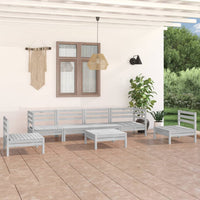 Set Divani da Giardino 7 pz Bianco in Legno Massello di Pino cod mxl 36461