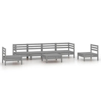 Set Divani da Giardino 7 pz Grigio in Legno Massello di Pino cod mxl 38043