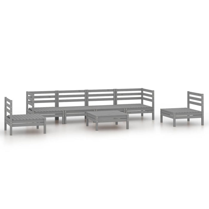 Set Divani da Giardino 7 pz Grigio in Legno Massello di Pino cod mxl 38043