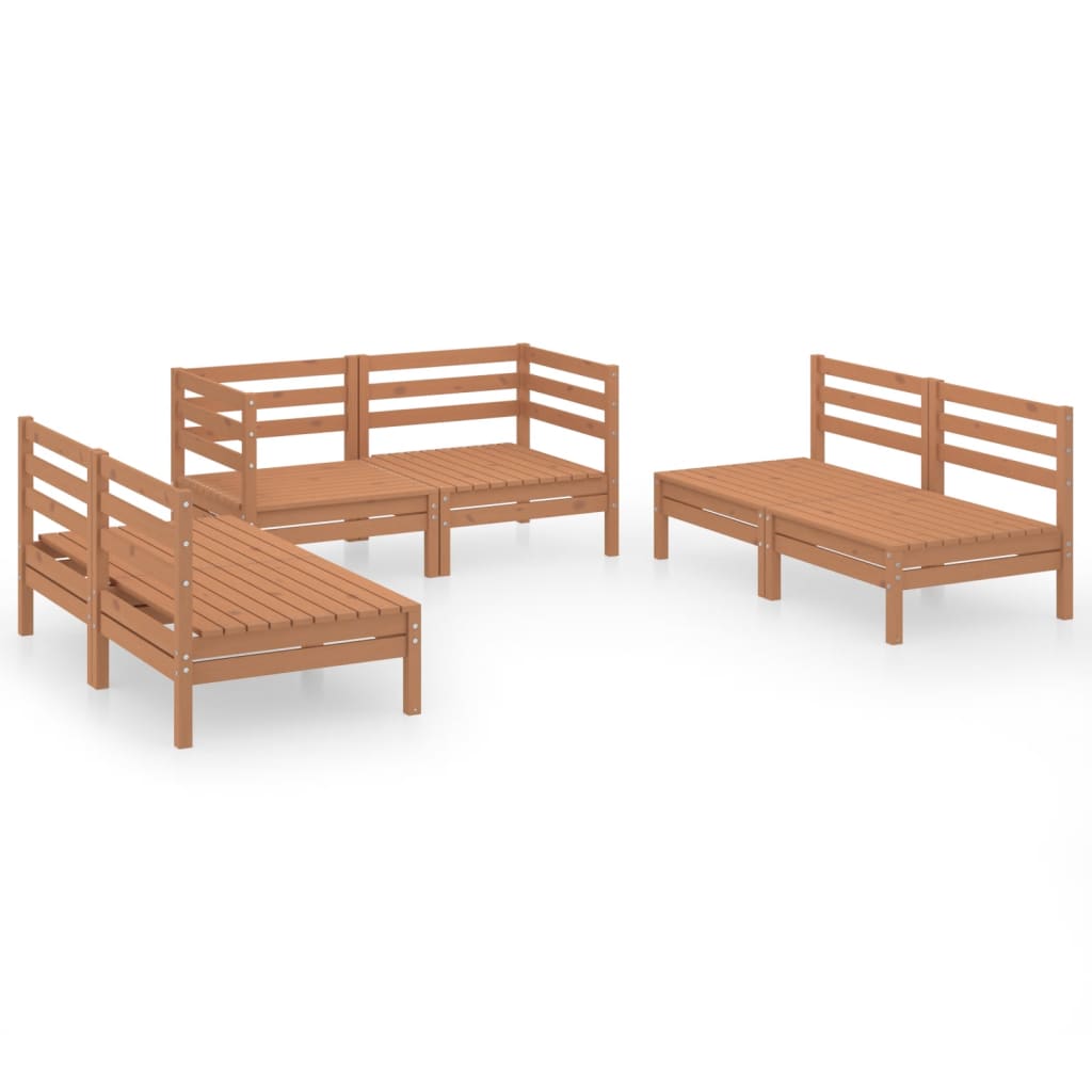 Set Divani da Giardino 6 pz Miele in Legno Massello di Pino 3082555