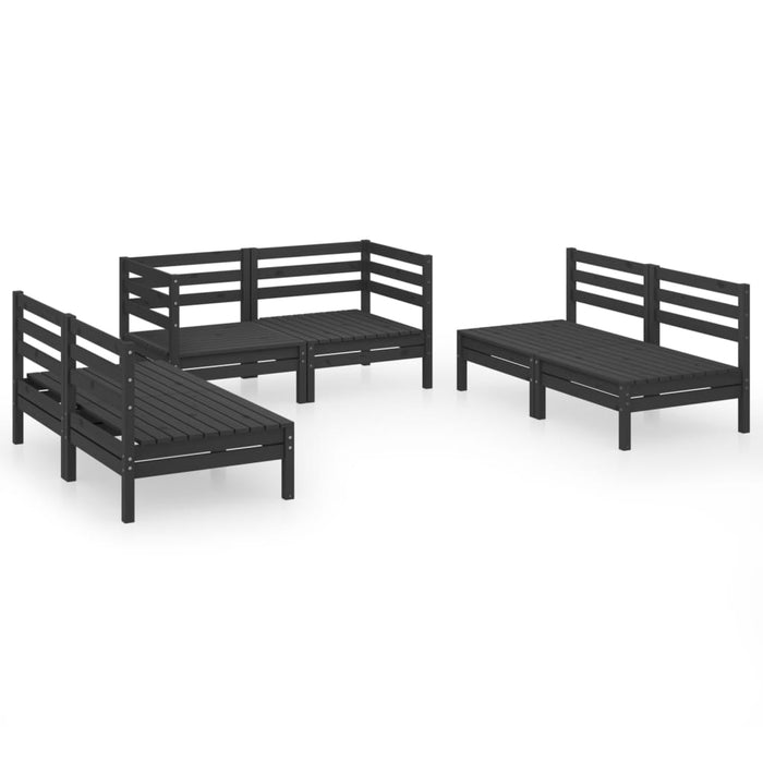 Set Divani da Giardino 6 pz Nero in Legno Massello di Pino cod mxl 36474