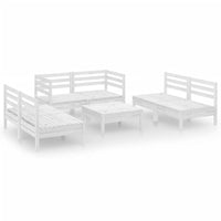 Set Divani da Giardino 7 pz Bianco in Legno Massello di Pino cod mxl 36479