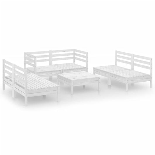 Set Divani da Giardino 7 pz Bianco in Legno Massello di Pino cod mxl 36479