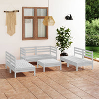 Set Divani da Giardino 7 pz Bianco in Legno Massello di Pino cod mxl 36479