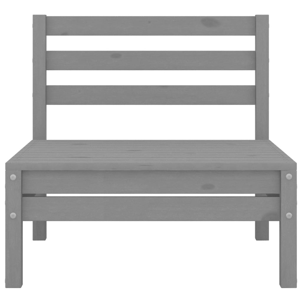 Set Divani da Giardino 7 pz Grigio in Legno Massello di Pino 3082559