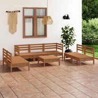 Set Divani da Giardino 8 pz Miele in Legno Massello di Pino 3082570