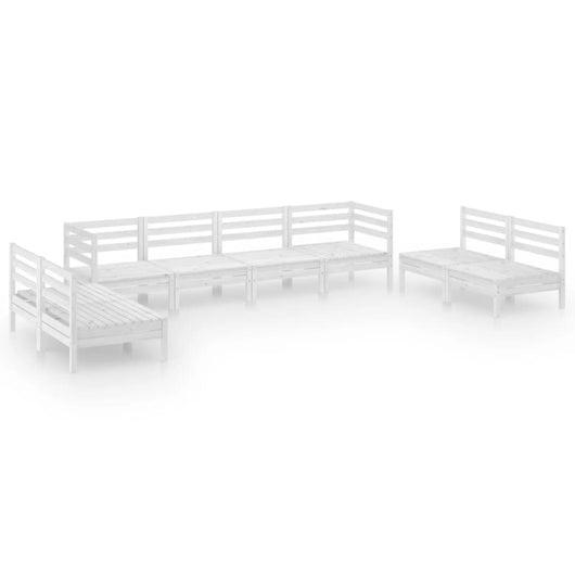 Set Divani da Giardino 8 pz Bianco in Legno Massello di Pino cod mxl 44782