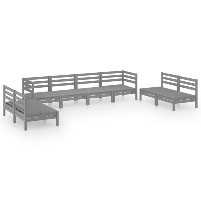 Set Divani da Giardino 8 pz Grigio in Legno Massello di Pino cod mxl 36486