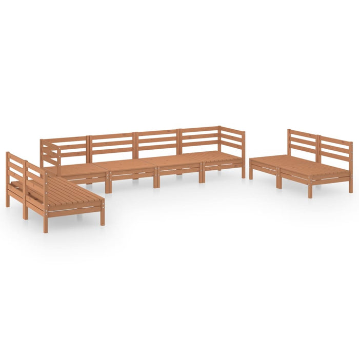 Set Divani da Giardino 8 pz Miele in Legno Massello di Pino 3082575