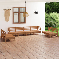 Set Divani da Giardino 8 pz Miele in Legno Massello di Pino 3082575