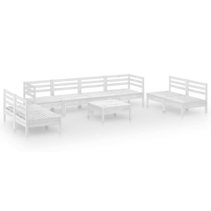 Set Divani da Giardino 9 pz Bianco in Legno Massello di Pino 3082578