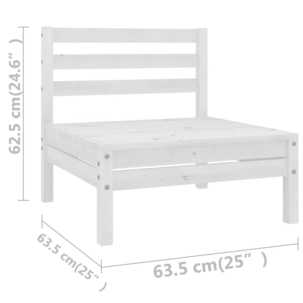 Set Divani da Giardino 9 pz Bianco in Legno Massello di Pino 3082578