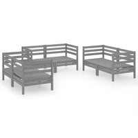 Set Divani da Giardino 6 pz Grigio in Legno Massello di Pino cod mxl 36482