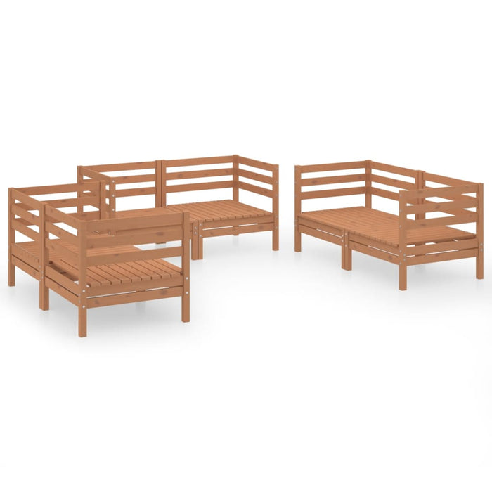 Set Divani da Giardino 6 pz Miele in Legno Massello di Pino 3082585