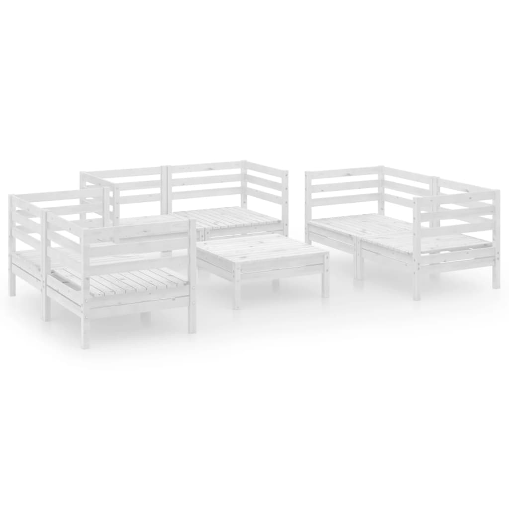 Set Divani da Giardino 7 pz Bianco in Legno Massello di Pino cod mxl 36504