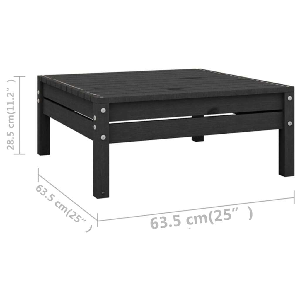 Set Divani da Giardino 8 pz Nero in Legno Massello di Pino 3082601