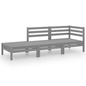 Set Divani da Giardino 3 pz Grigio in Legno Massello di Pino cod mxl 36502