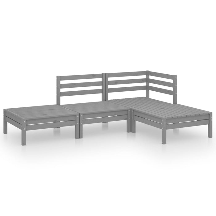 Set Divani da Giardino 4 pz Grigio in Legno Massello di Pino cod mxl 36515