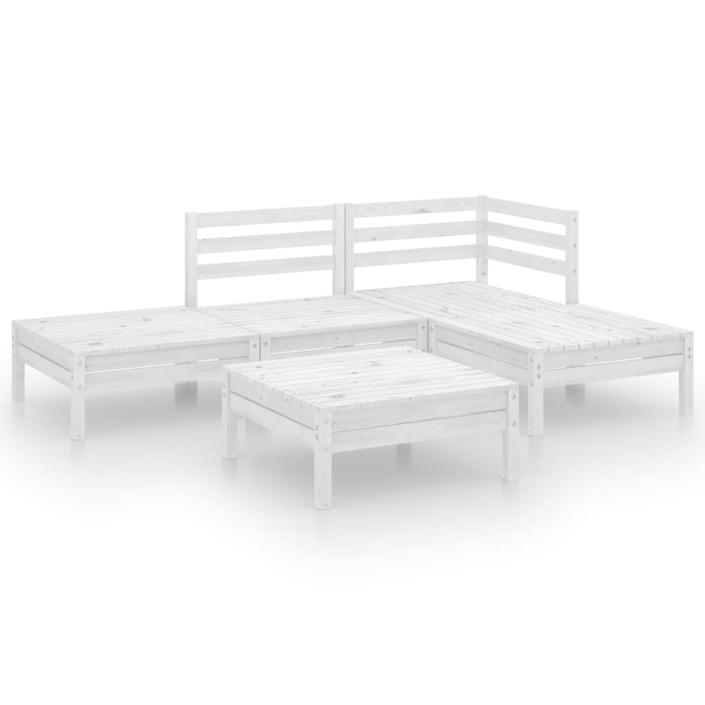 Set Divani da Giardino 5 pz in Legno Massello di Pino Bianco 3082623