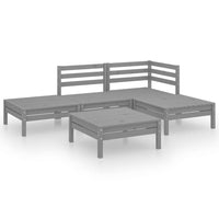 Set Divani da Giardino 5 pz in Legno Massello di Pino Grigio cod mxl 36524