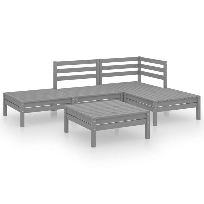 Set Divani da Giardino 5 pz in Legno Massello di Pino Grigio cod mxl 36524