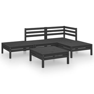 Set Divani da Giardino 5 pz in Legno Massello di Pino Nero  cod mxl 36516