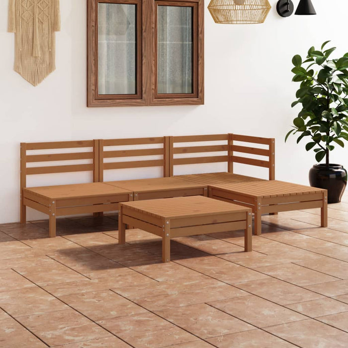 Set Divani da Giardino 5 pz in Legno Massello di Pino Miele  cod mxl 48317