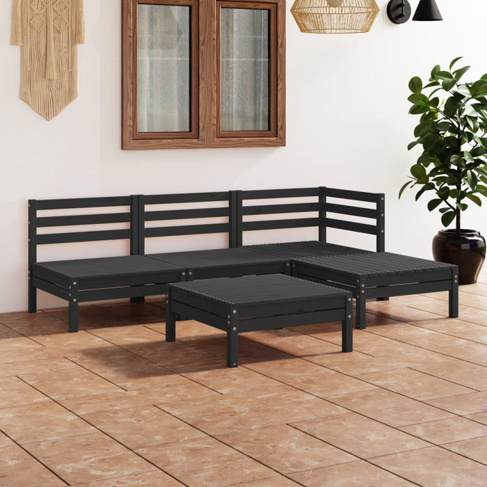 Set Divani da Giardino 5 pz in Legno Massello di Pino Nero  cod mxl 36518