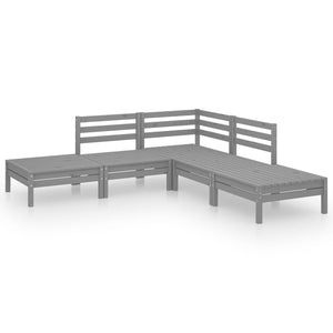 Set Divani da Giardino 5 pz in Legno Massello di Pino Grigio  cod mxl 40749