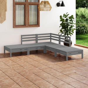 Set Divani da Giardino 5 pz in Legno Massello di Pino Grigio  cod mxl 40749