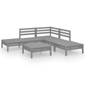 Set Divani da Giardino 6 pz in Legno Massello di Pino Grigio cod mxl 36529