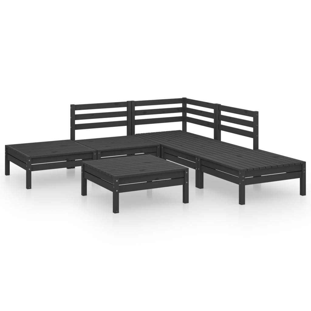 Set Divani da Giardino 6 pz in Legno Massello di Pino Nero  cod mxl 36532