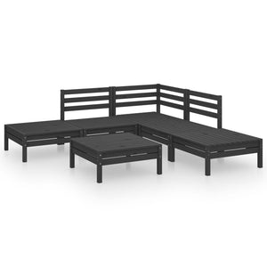 Set Divani da Giardino 6 pz in Legno Massello di Pino Nero  cod mxl 36532