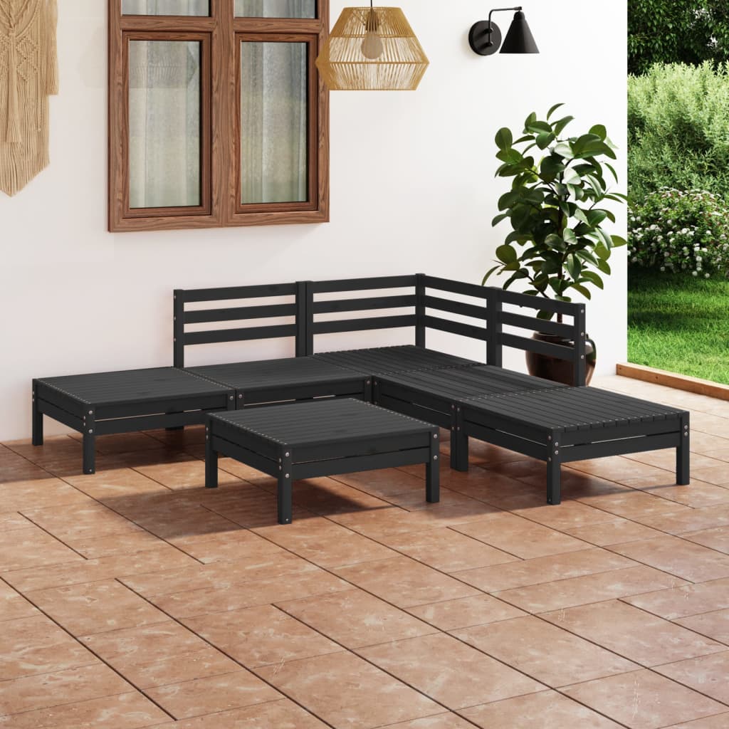 Set Divani da Giardino 6 pz in Legno Massello di Pino Nero  cod mxl 36532