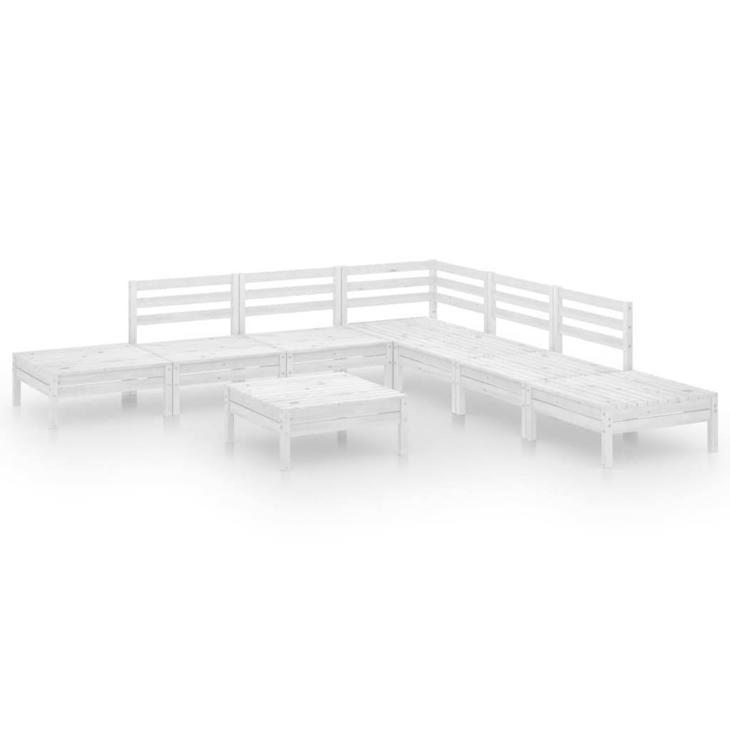 Set Salotto da Giardino 8 pz in Legno Massello di Pino Bianco 3082653