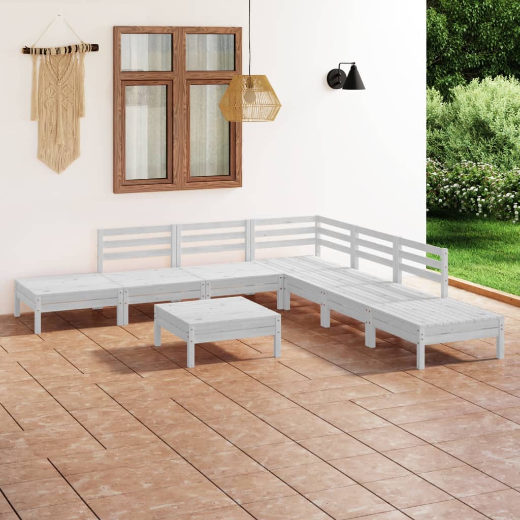 Set Salotto da Giardino 8 pz in Legno Massello di Pino Bianco 3082653