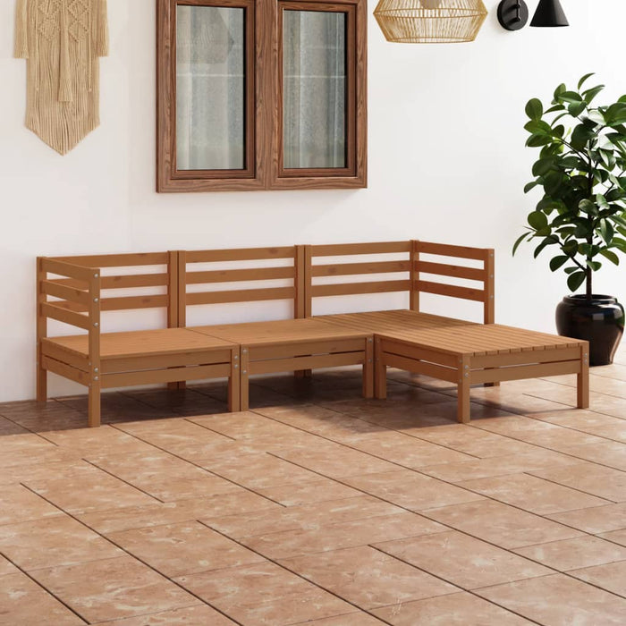 Set Salotto da Giardino 4 pz in Legno Massello di Pino Miele 3082670