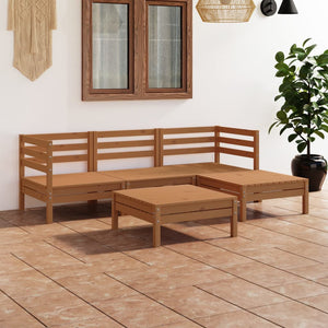 Set Divani da Giardino 5 pz in Legno Massello di Pino Miele  cod mxl 36545