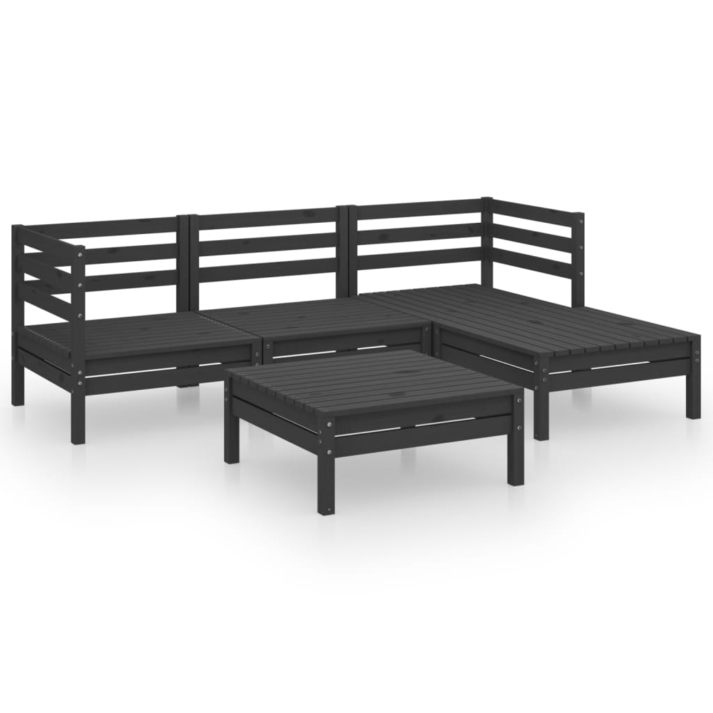 Set Divani da Giardino 5 pz in Legno Massello di Pino Nero  cod mxl 39410