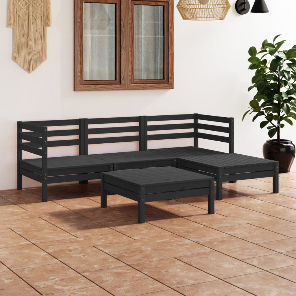 Set Divani da Giardino 5 pz in Legno Massello di Pino Nero  cod mxl 39410