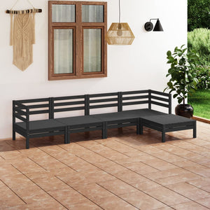 Set Divani da Giardino 5 pz in Legno Massello di Pino Nero  cod mxl 40753