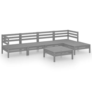 Set Divani da Giardino 6 pz in Legno Massello di Pino Grigio cod mxl 36555