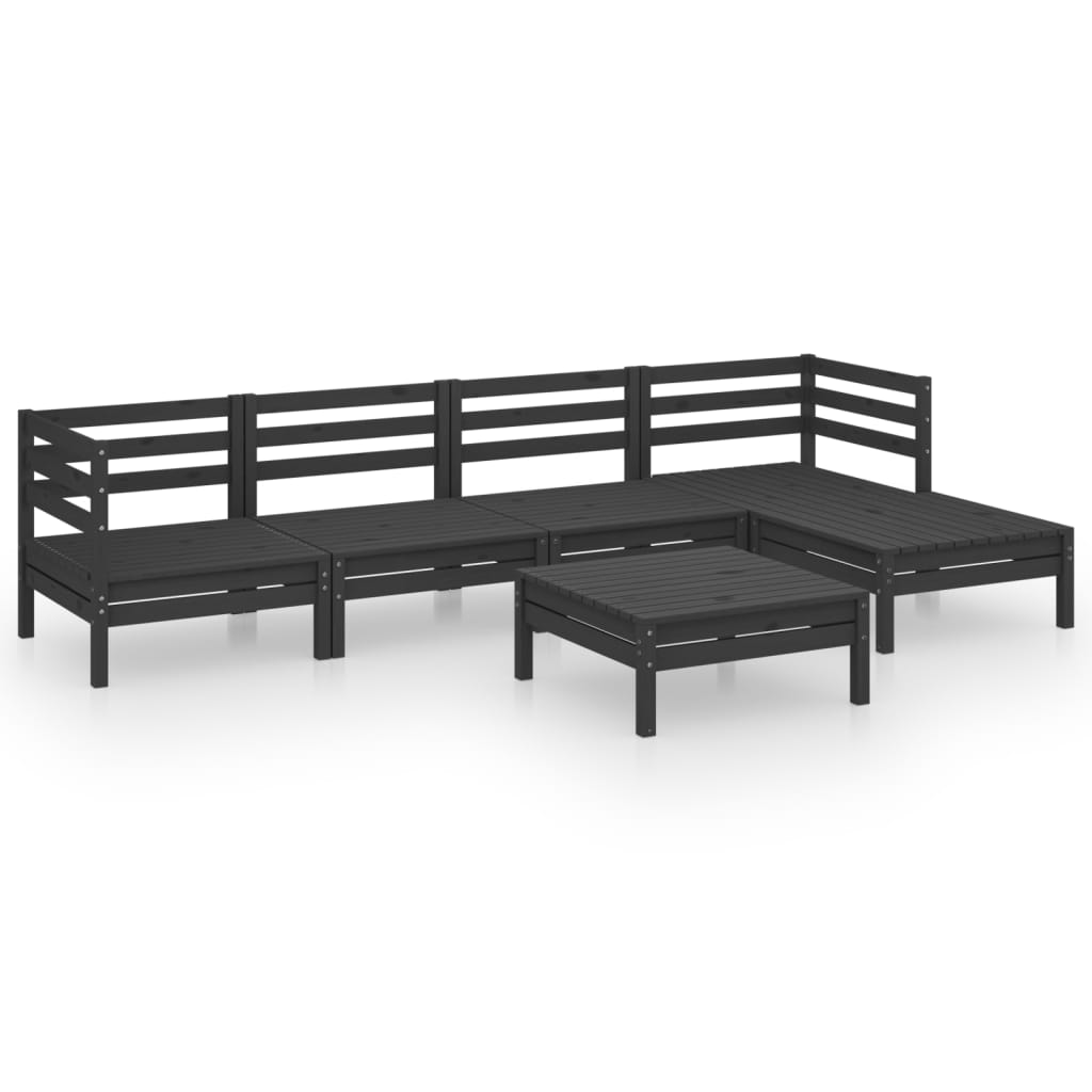 Set Salotto da Giardino 6 pz in Legno Massello di Pino Nero 3082686