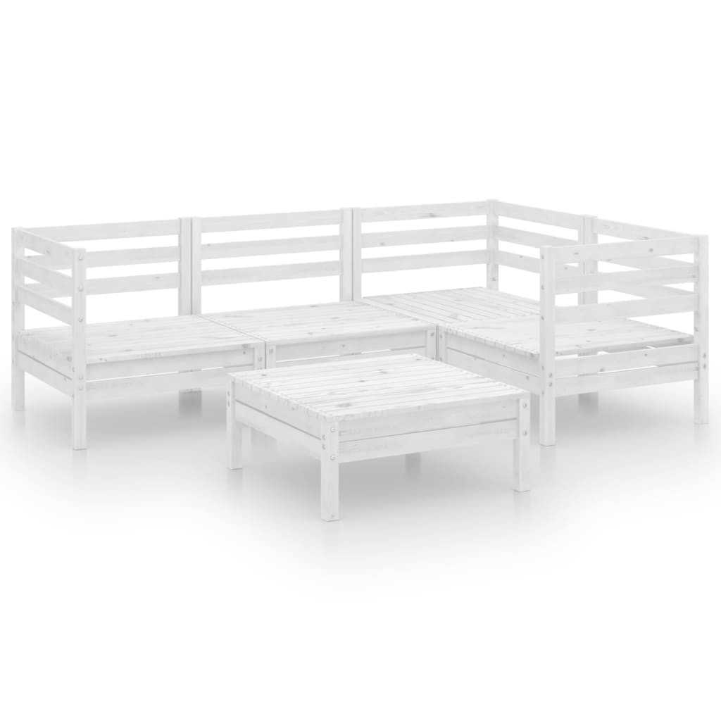 Set Salotto da Giardino 5 pz in Legno Massello di Pino Bianco 3082693